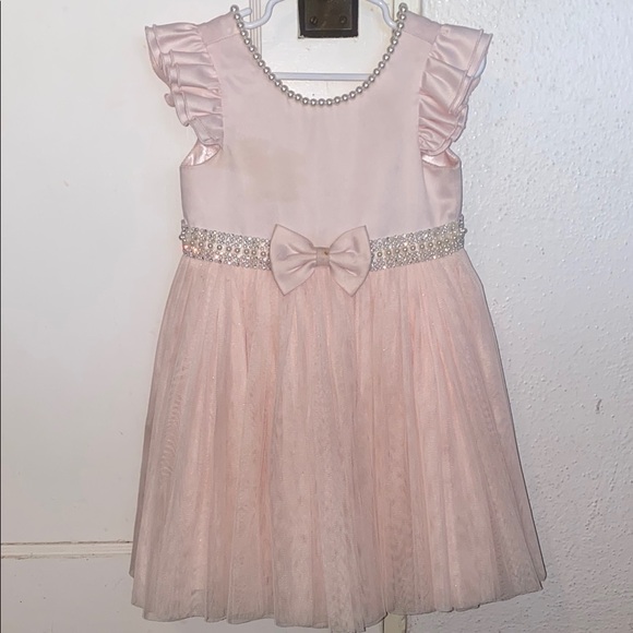 Couture Princess| Elegant Pink Kids Dress with Bow and Pearl Details| si… - Picture 1 of 6